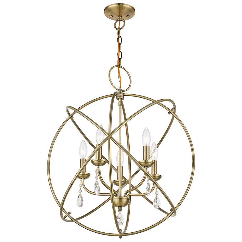 Image 6 Aria 5 Light Antique Brass Chandelier more views