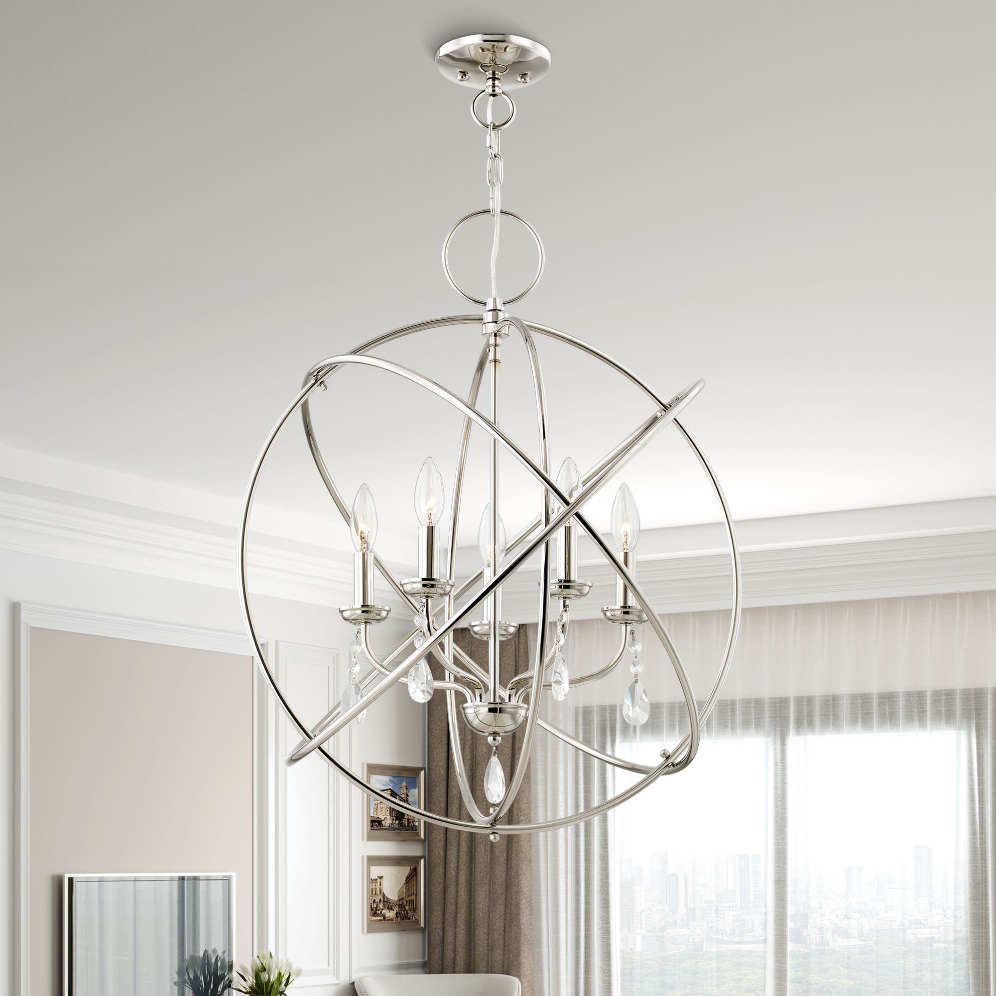Aria 5 Light Polished Nickel Chandelier