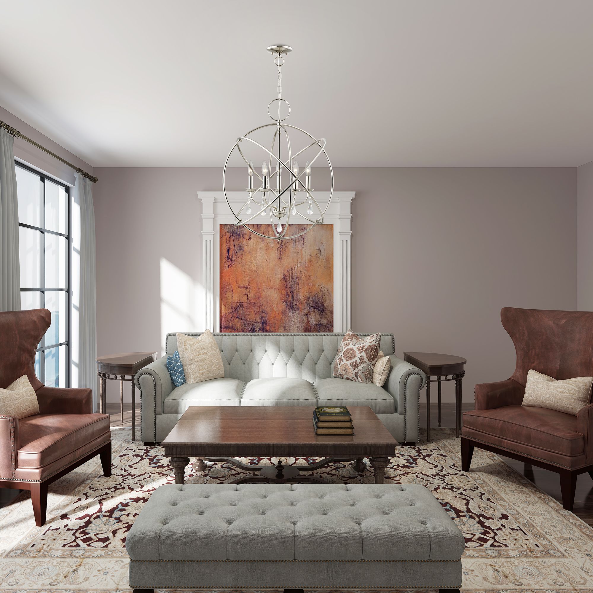 Aria 5 Light Polished Nickel Chandelier