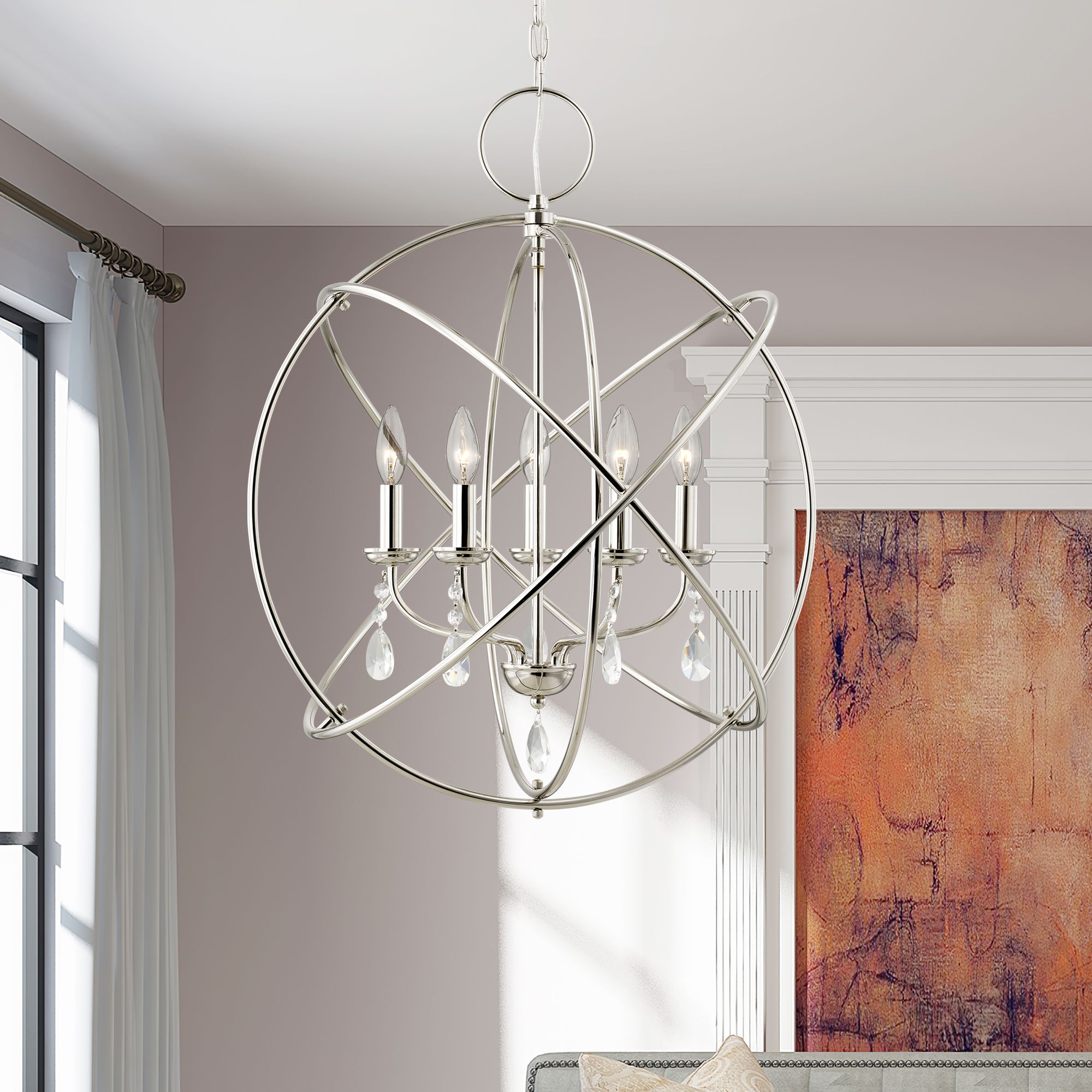 Aria 5 Light Polished Nickel Chandelier