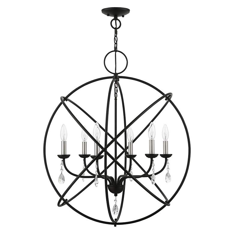 Image 3 Aria 6 Light Black Globe Pendant Chandelier more views