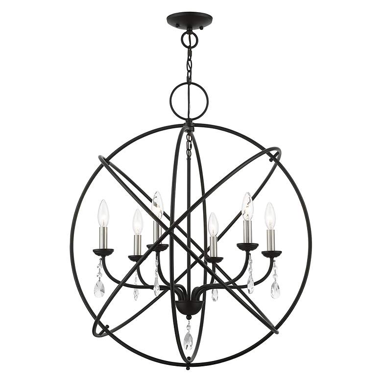 Image 4 Aria 6 Light Black Globe Pendant Chandelier more views