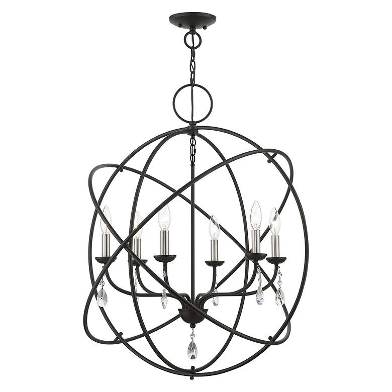 Image 7 Aria 6 Light Black Globe Pendant Chandelier more views