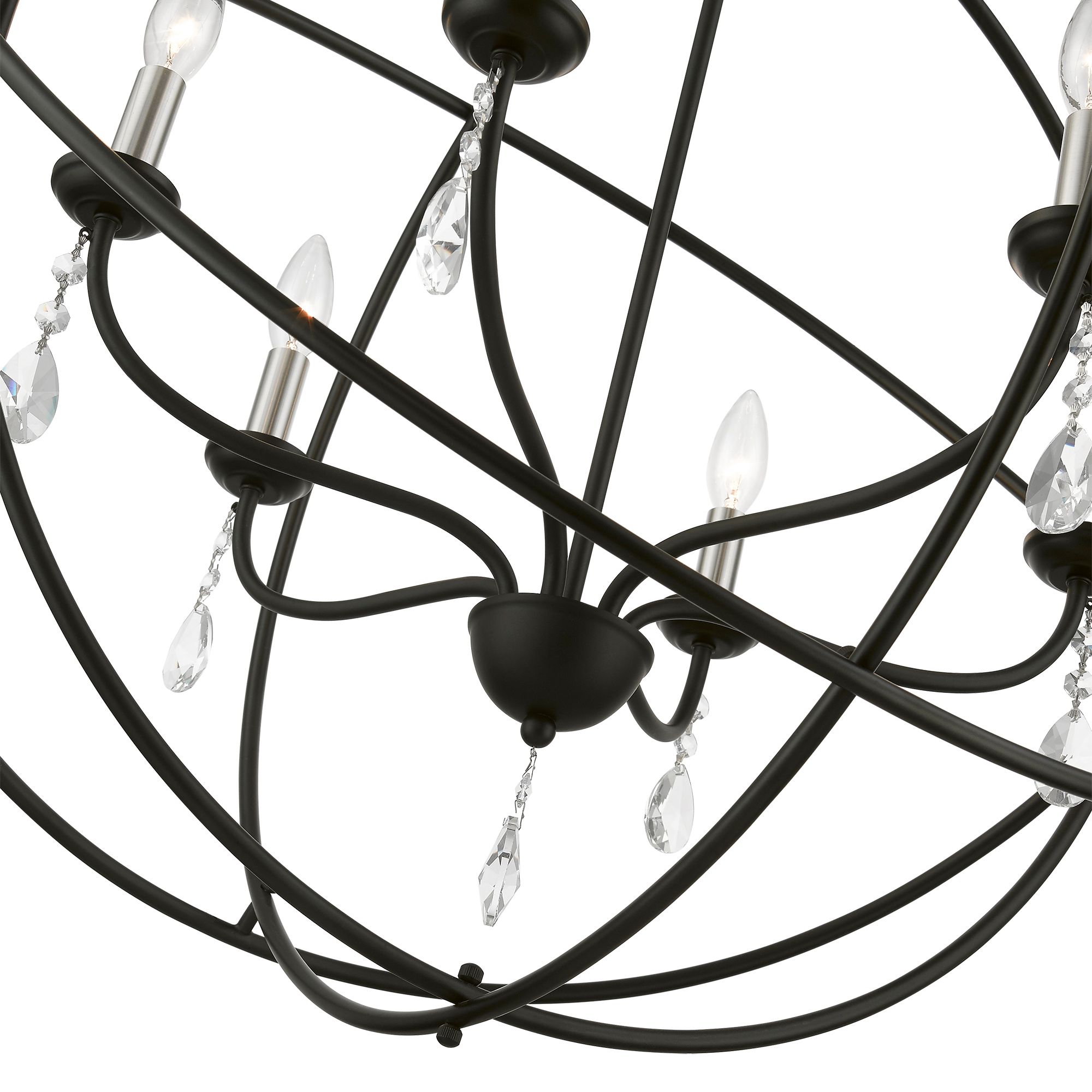 Aria 6 Light Black Globe Pendant Chandelier