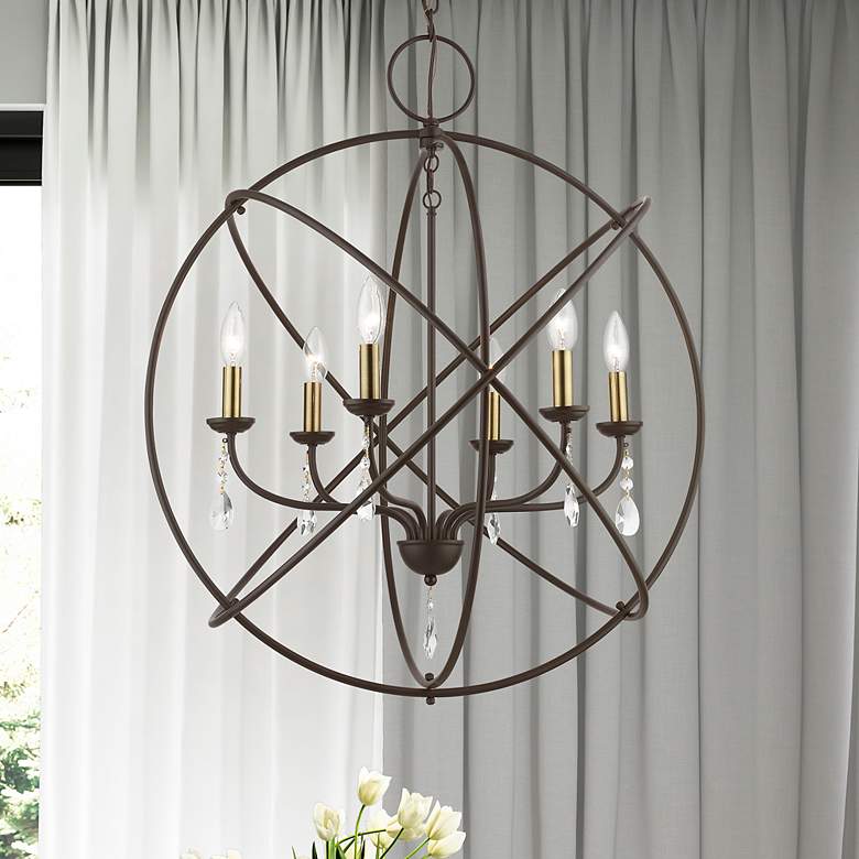 Image 1 Aria 6 Light Bronze Globe Pendant Chandelier