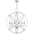 Aria 6 Light Brushed Nickel Globe Pendant Chandelier