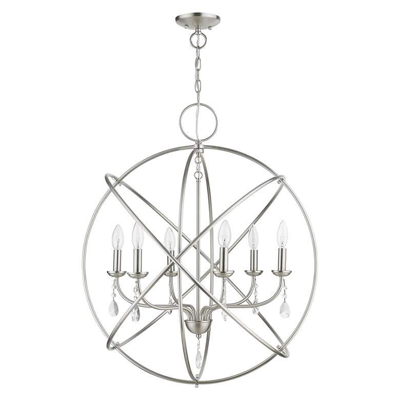 Image 3 Aria 6 Light Brushed Nickel Globe Pendant Chandelier more views