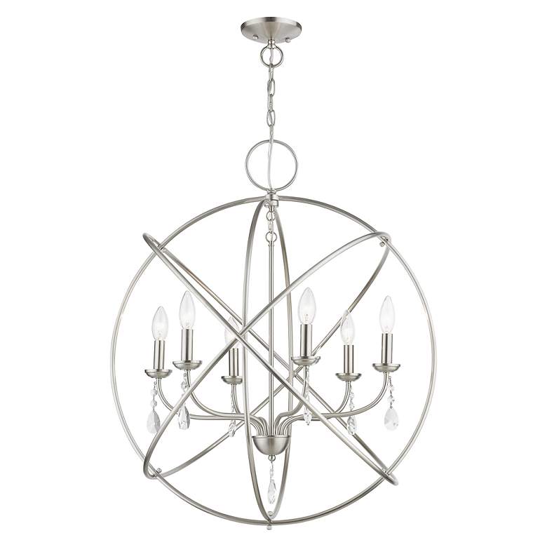 Image 4 Aria 6 Light Brushed Nickel Globe Pendant Chandelier more views
