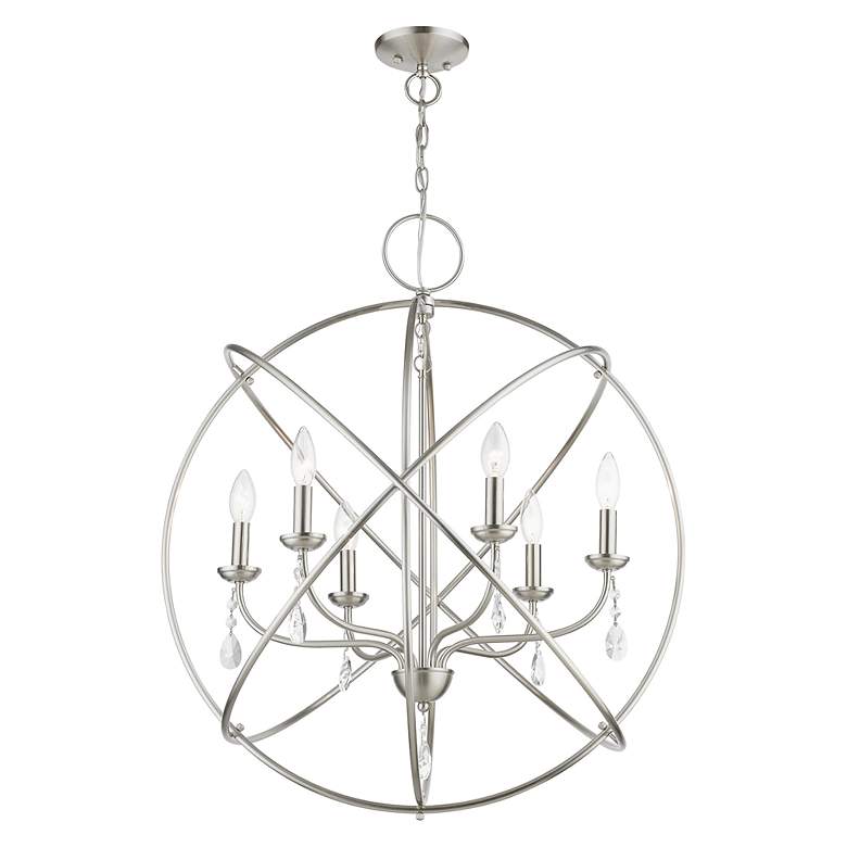 Image 5 Aria 6 Light Brushed Nickel Globe Pendant Chandelier more views