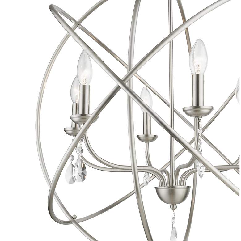 Image 7 Aria 6 Light Brushed Nickel Globe Pendant Chandelier more views