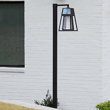 Aria 98 1/2" High Black Solar LED Post Light with Base