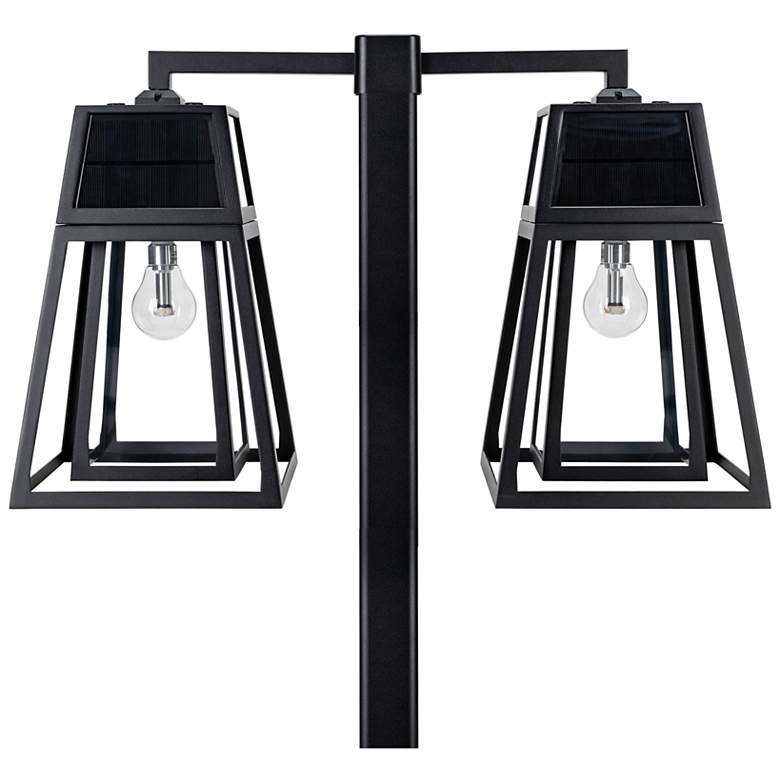 Image 2 Aria 98 1/2" High Black Solar LED 2-Head Post Light w/ Base
