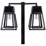 2_Aria 98 1/2" High Black Solar LED 2-Head Post Light w/ Base