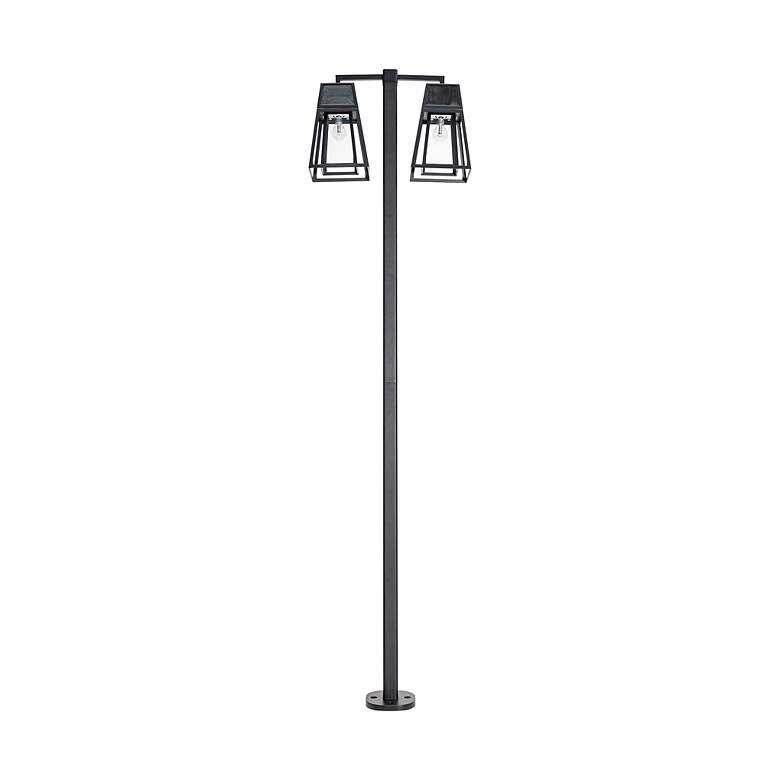 Image 3 Aria 98 1/2" High Black Solar LED 2-Head Post Light w/ Base more views
