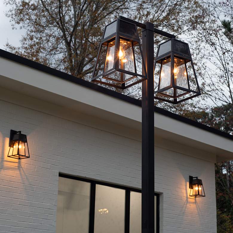 Image 5 Aria 98 1/2" High Black Solar LED 2-Head Post Light w/ Base more views