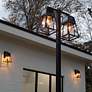 5_Aria 98 1/2" High Black Solar LED 2-Head Post Light w/ Base more views