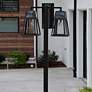 6_Aria 98 1/2" High Black Solar LED 2-Head Post Light w/ Base more views