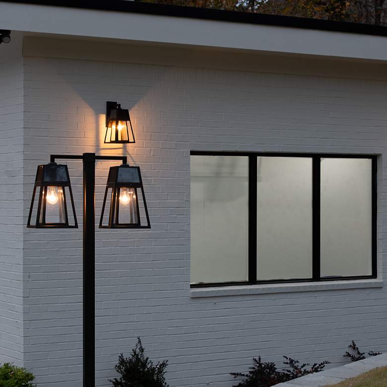 Image 7 Aria 98 1/2" High Black Solar LED 2-Head Post Light w/ Base more views