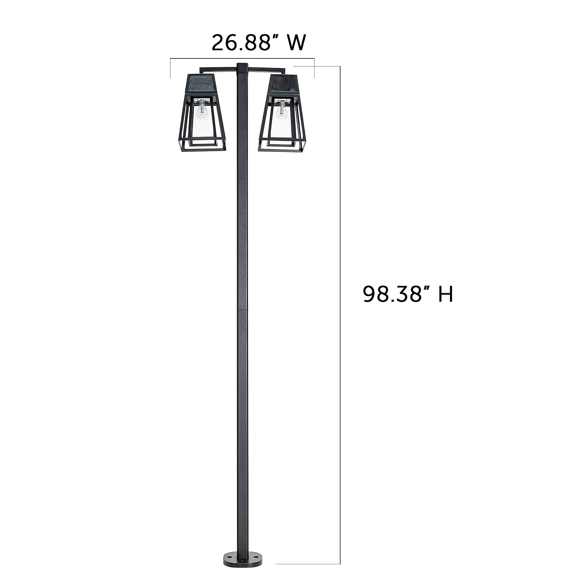 Aria 98 1/2" High Black Solar LED 2-Head Post Light w/ Base