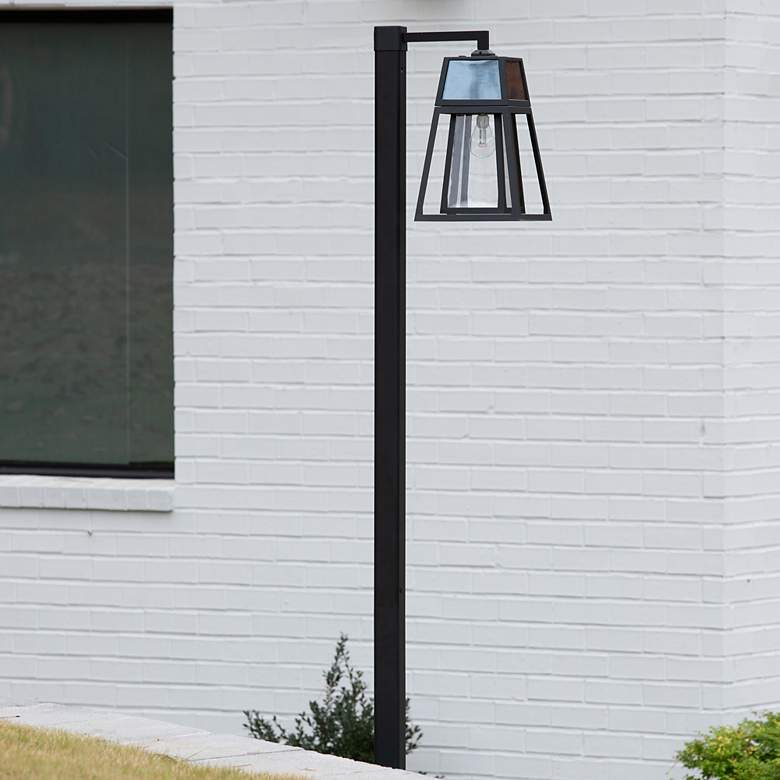 Image 1 Aria 98 1/2" High Black Solar LED Post Light with Base