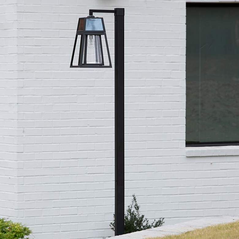 Image 4 Aria 98 1/2" High Black Solar LED Post Light with Base more views