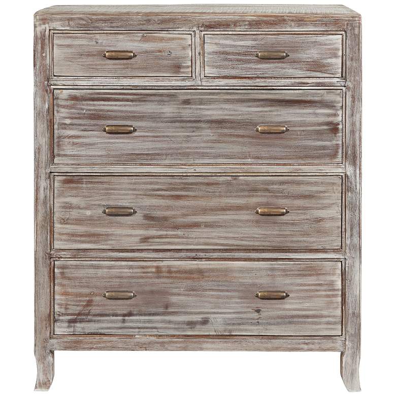 Image 1 Aria Distressed Wood 5-Drawer Chest
