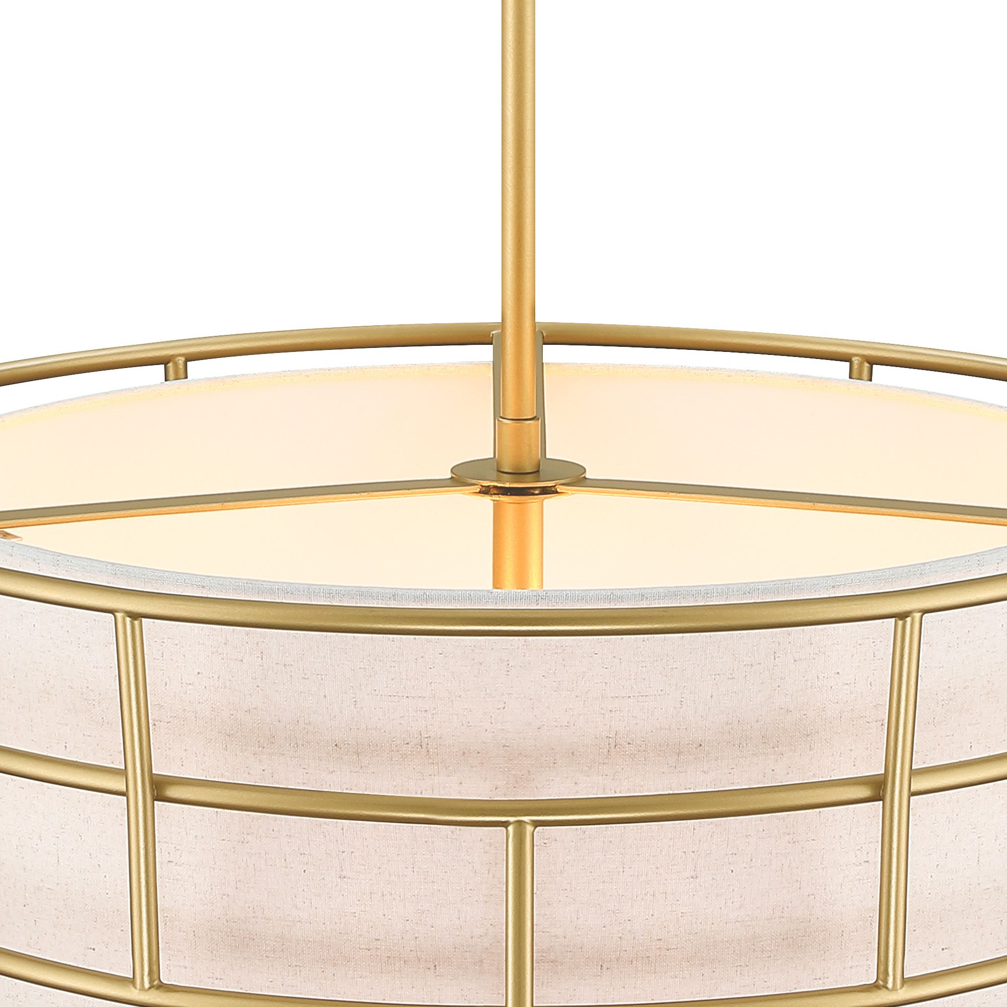Image 3 Aria Falls 60 Watt 3-Light Golden Mist Drum Pendant with Fabric Shade more views