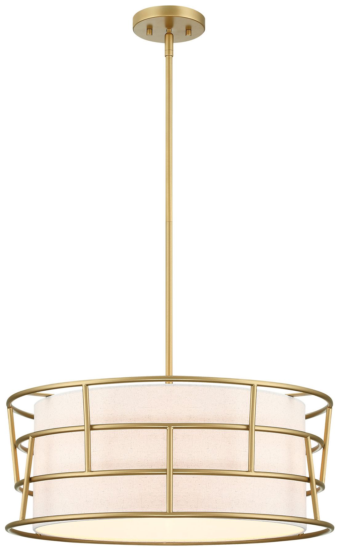 Image 4 Aria Falls 60 Watt 3-Light Golden Mist Drum Pendant with Fabric Shade more views