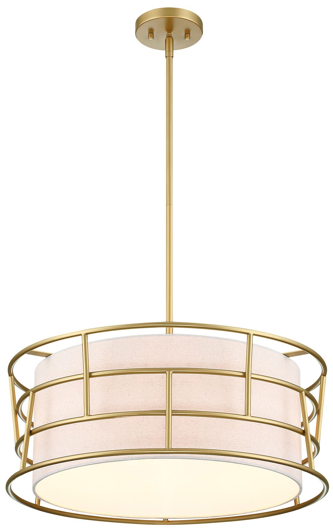 Image 6 Aria Falls 60 Watt 3-Light Golden Mist Drum Pendant with Fabric Shade more views