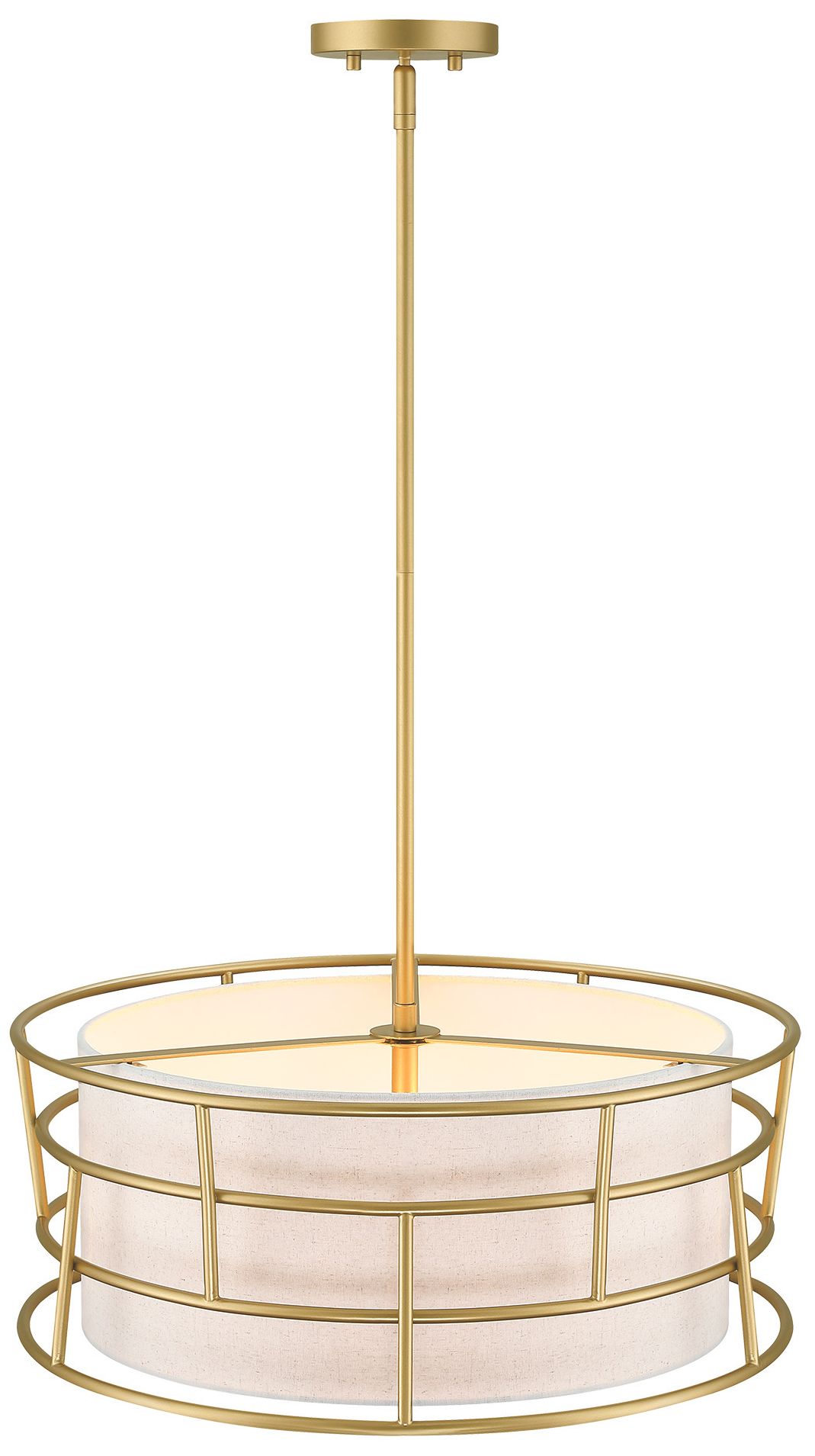 Image 7 Aria Falls 60 Watt 3-Light Golden Mist Drum Pendant with Fabric Shade more views