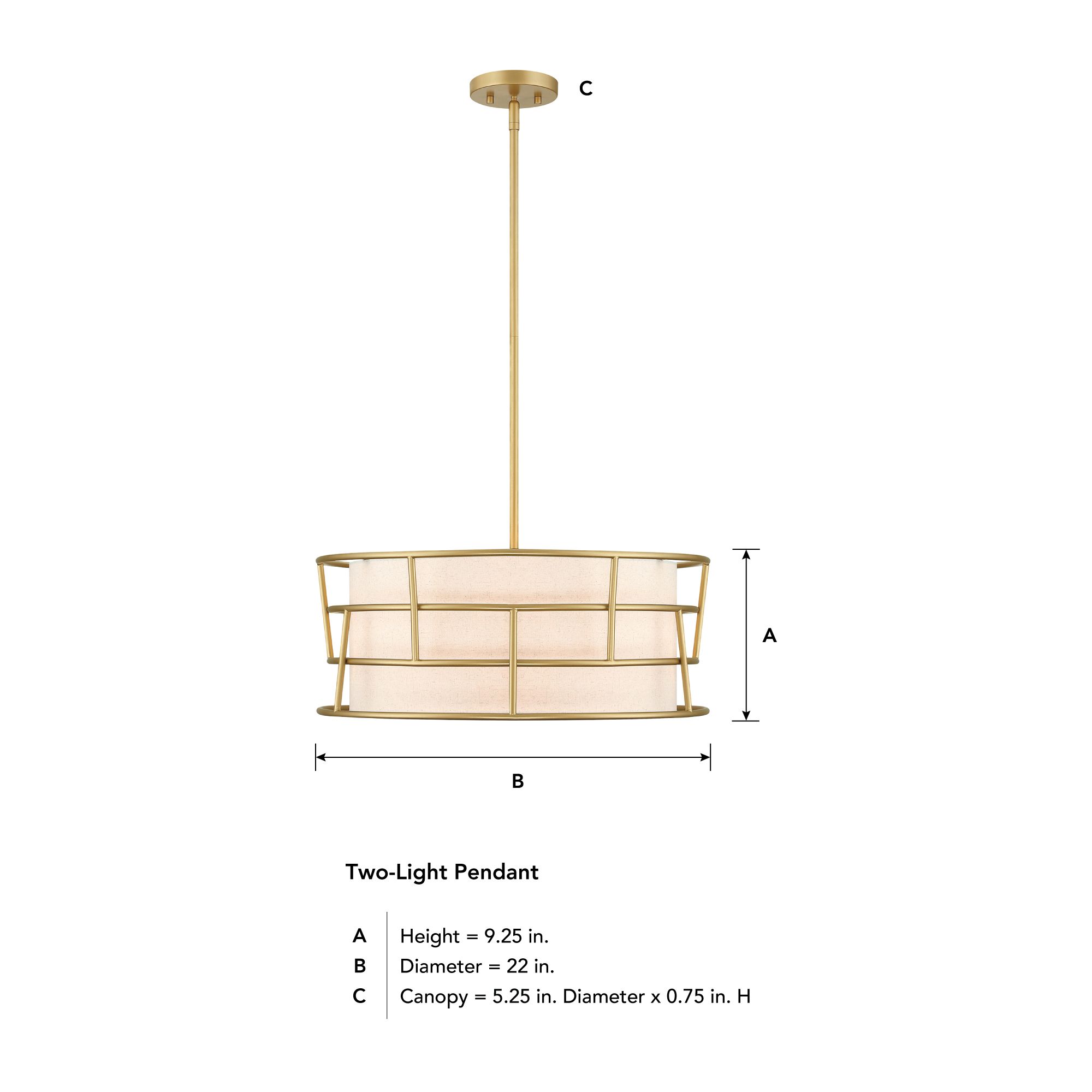 Aria Falls 60 Watt 3-Light Golden Mist Drum Pendant with Fabric Shade