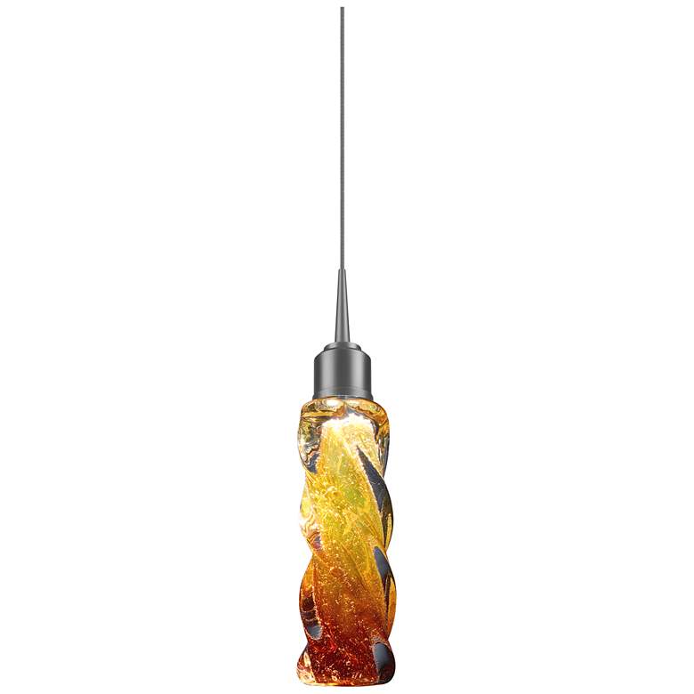 Image 1 Aria LED Pendant - Chrome Finish - Amber Glass Shade