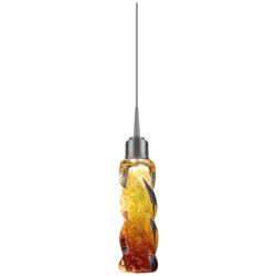 Aria LED Pendant - Chrome Finish - Amber Glass Shade