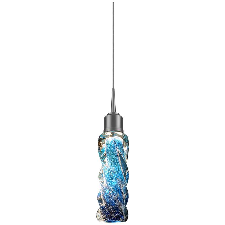 Image 1 Aria LED Pendant - Chrome Finish - Blue Glass Shade