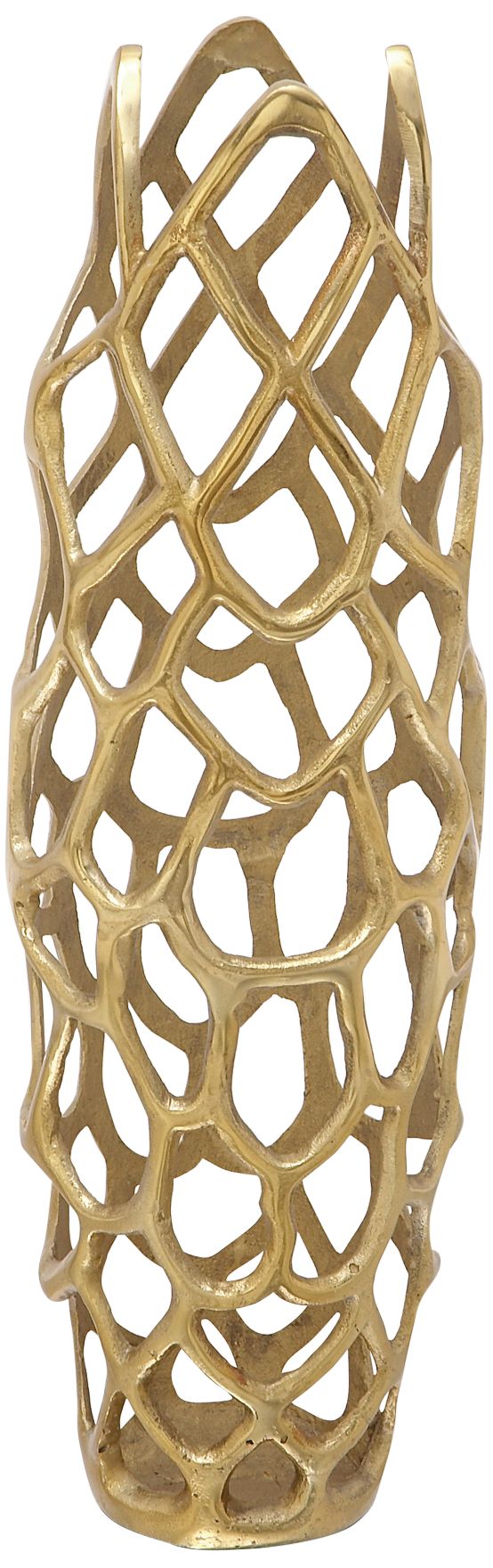 Arial I Metallic Gold Metal 27" High Decorative Coral Vase