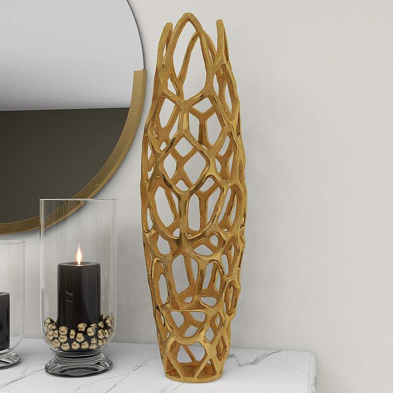 Image 1 Arial I Metallic Gold Metal 27" High Decorative Coral Vase