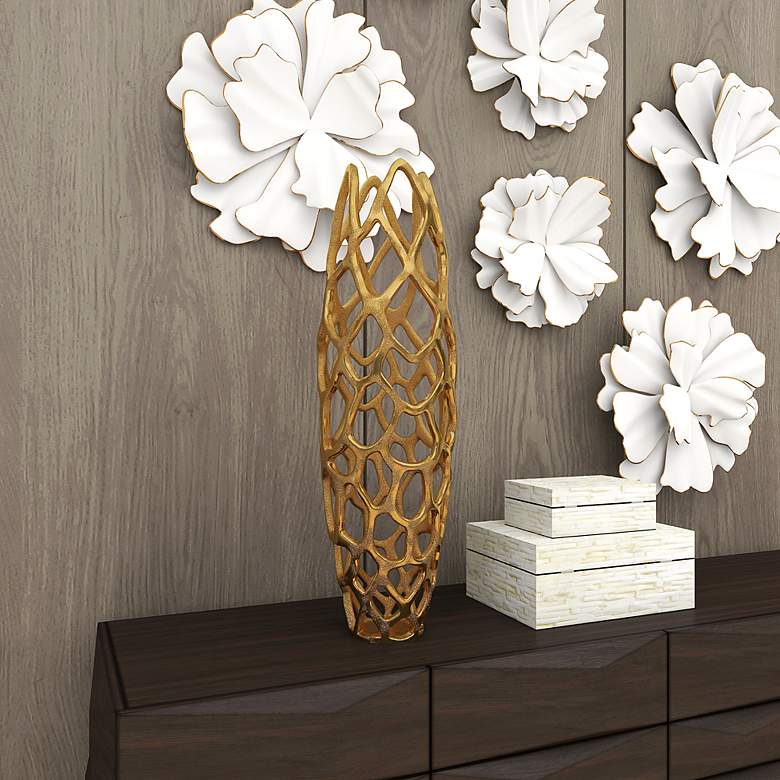 Image 6 Arial I Metallic Gold Metal 27" High Decorative Coral Vase more views