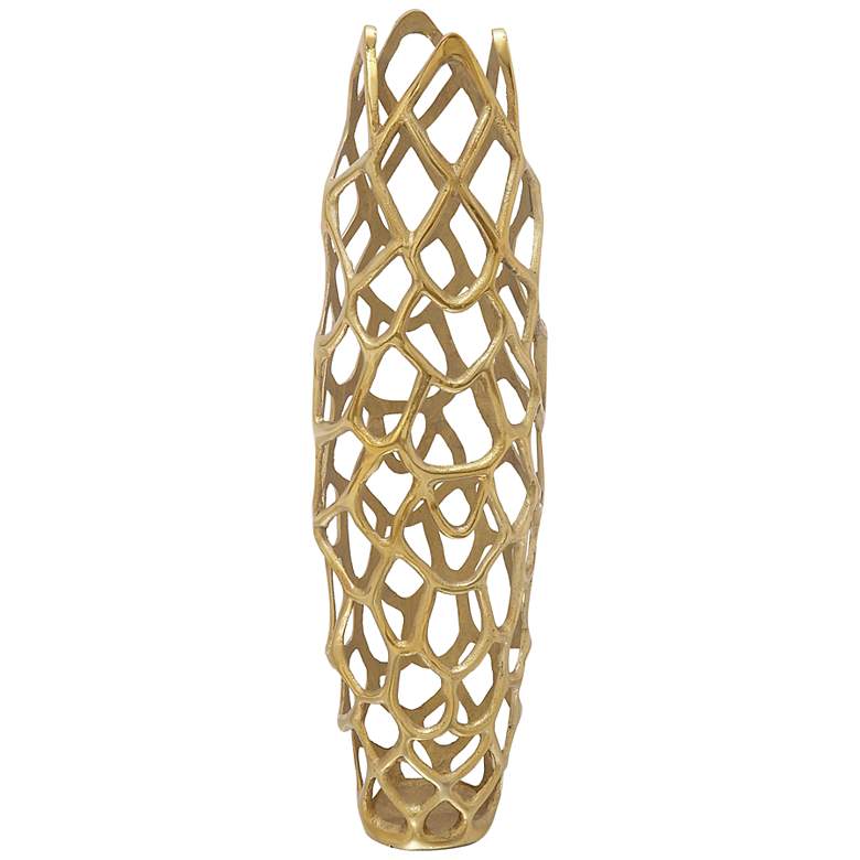 Image 2 Arial II Metallic Gold Metal 31" High Decorative Coral Vase