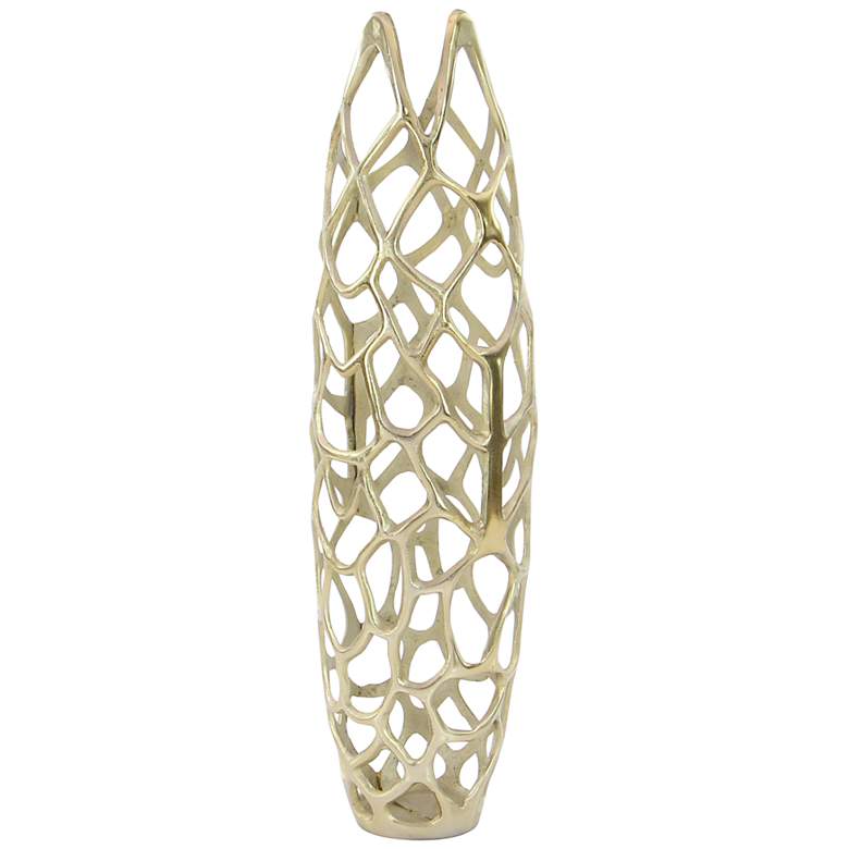 Image 4 Arial II Metallic Gold Metal 31 inch High Decorative Coral Vase more views