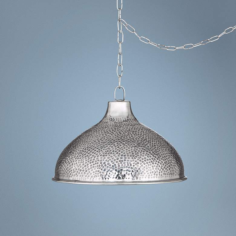Image 1 Ariana 14 1/4 inch Wide Hammered Steel Swag Pendant Light