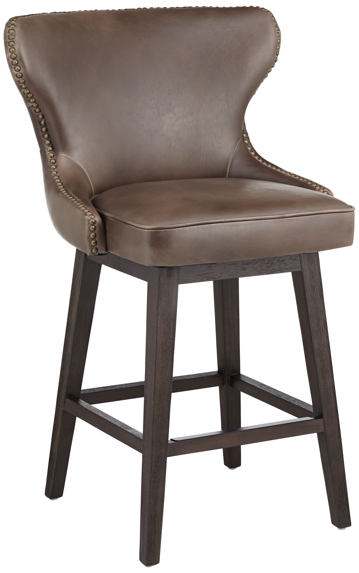 Ariana 25 1/2" Brass Trimmed Navy Blue Swivel Counter Stool 59N28