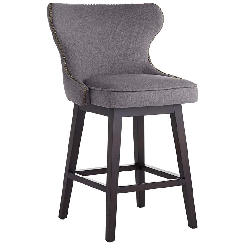 Image 2 Ariana 25 1/2 inch Dark Gray Fabric Swivel Counter Stool