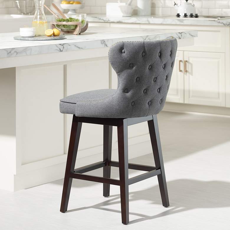 Image 1 Ariana 25 1/2 inch Dark Gray Fabric Swivel Counter Stool