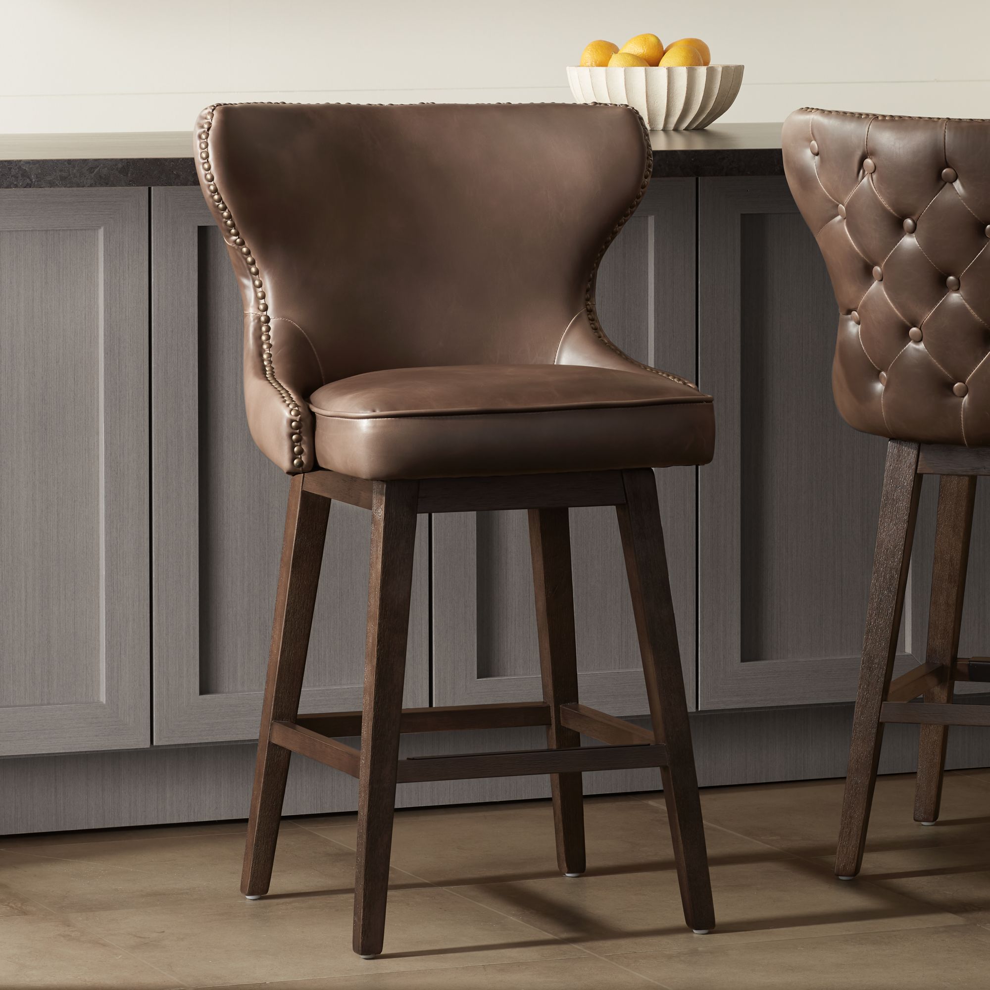 Light brown deals leather counter stools