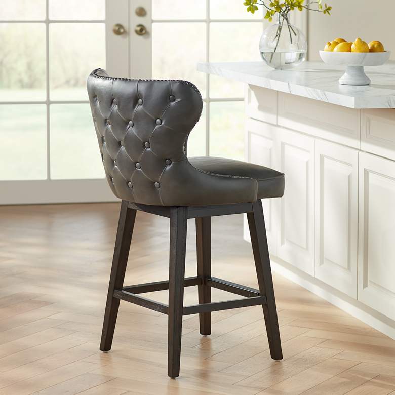 Image 1 Ariana 25 1/2 inch Overcast Gray Swivel Counter Stool