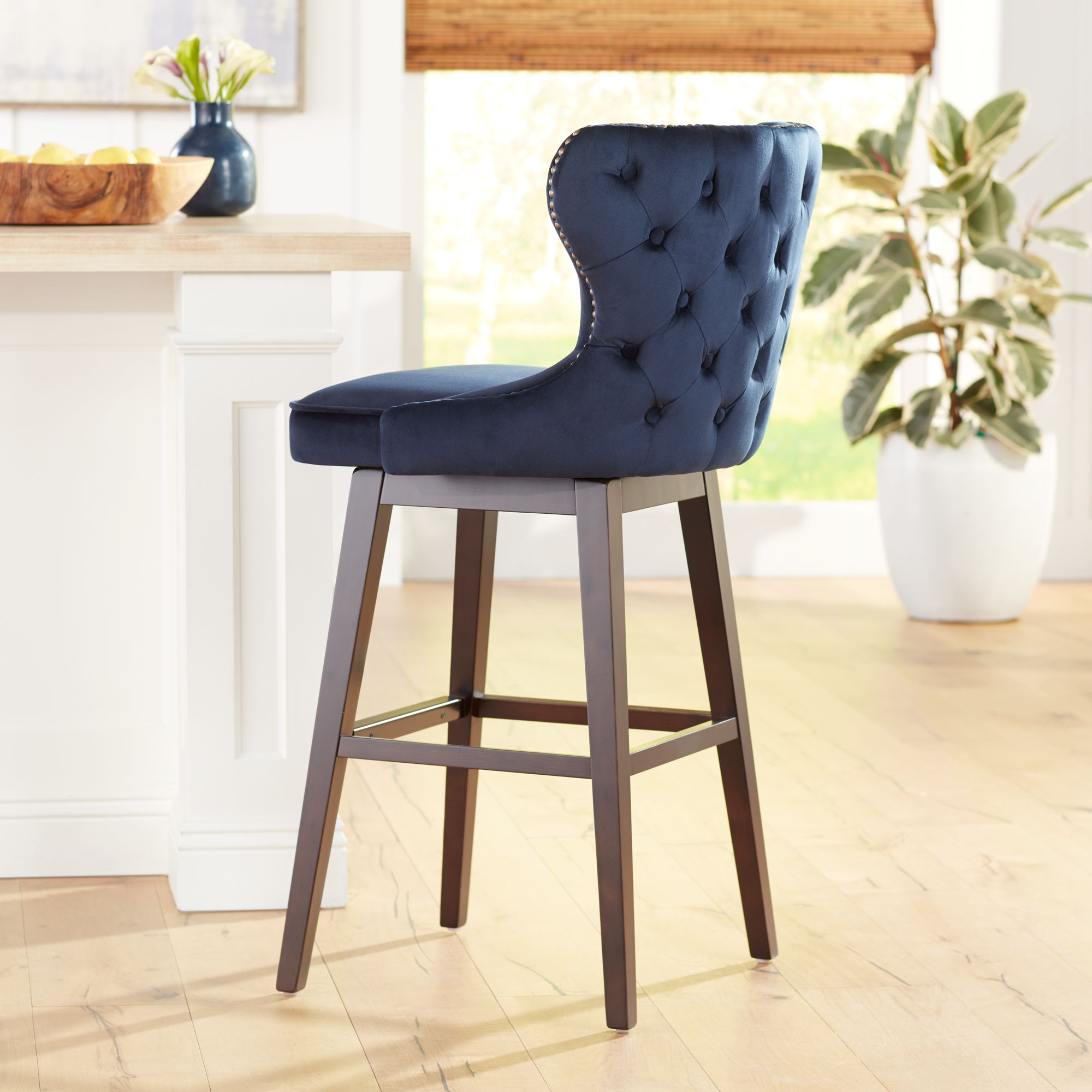 blue swivel counter height bar stools