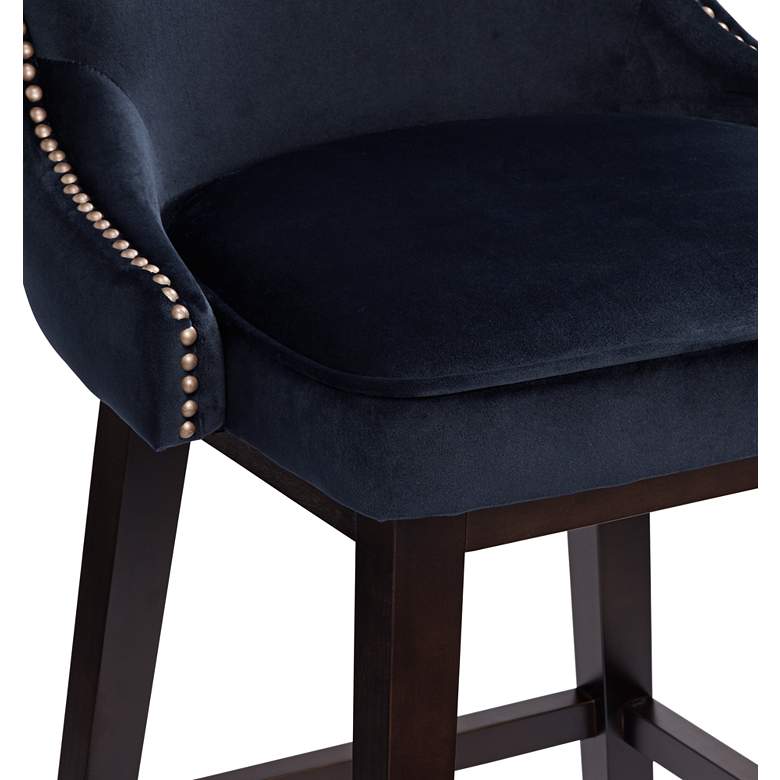 Image 6 Ariana 29 1/2 inch Brass Trimmed Navy Blue Swivel Bar Stool more views