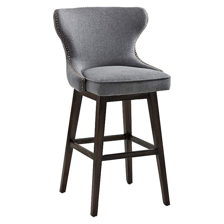 Image 2 Ariana 29 1/2 inch Dark Gray Fabric Swivel Barstool