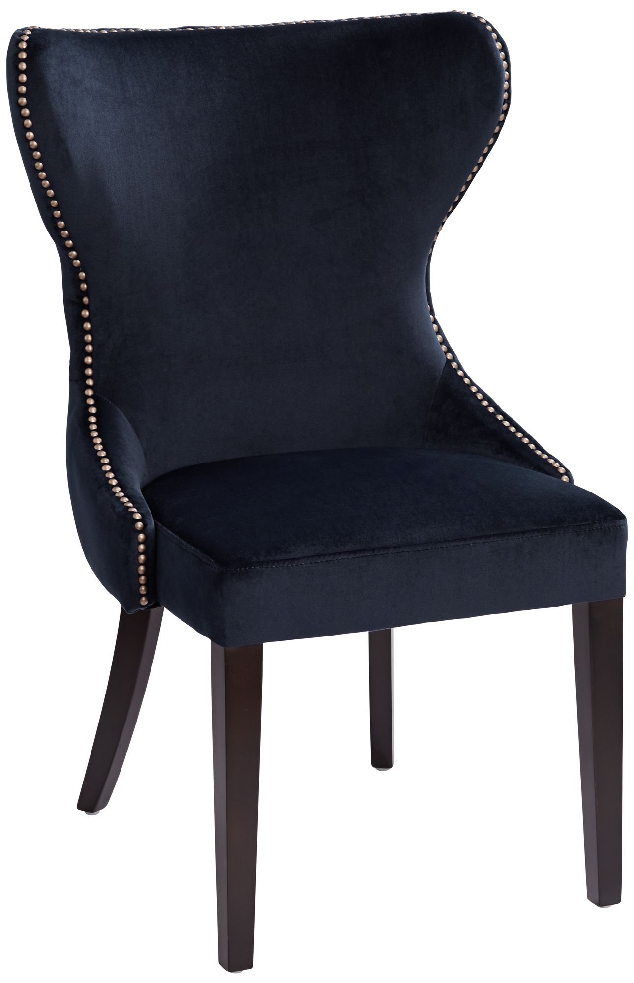 Ariana Antique Brass Trimmed Navy Blue Velvet Dining Chair