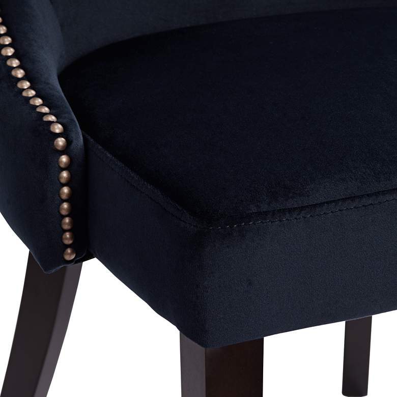 Image 7 Ariana Antique Brass Trimmed Navy Blue Velvet Dining Chair more views
